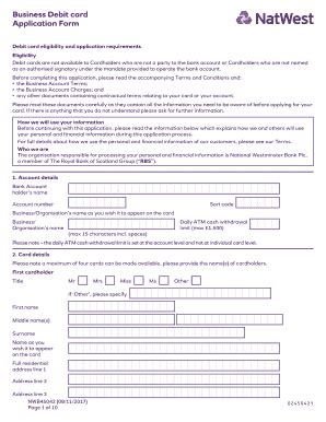 natwest business debit card application form